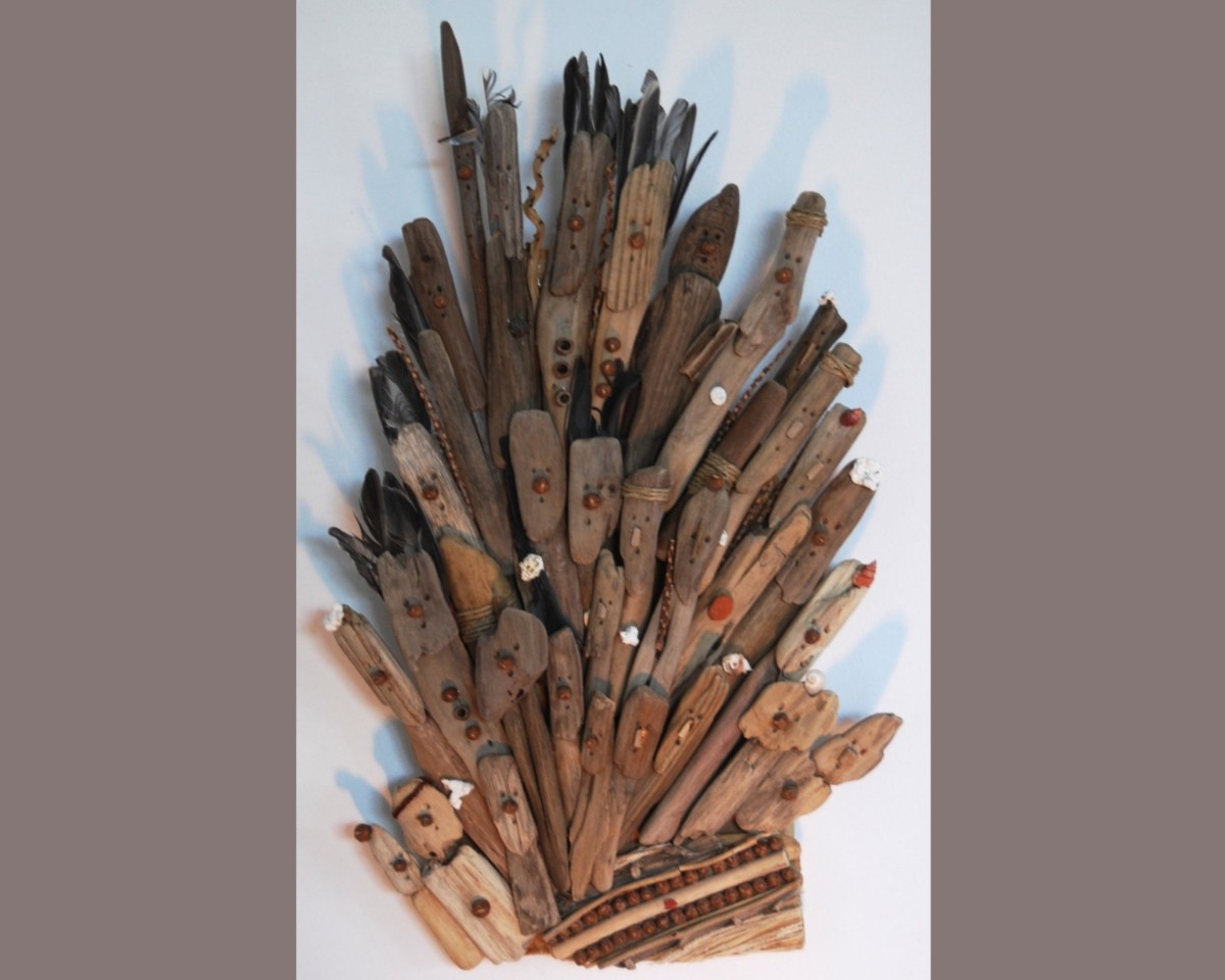 Ancien Bois Flotté Décoratif – Création Unique Sur Le Thème Des Continents – Art Mural Mer