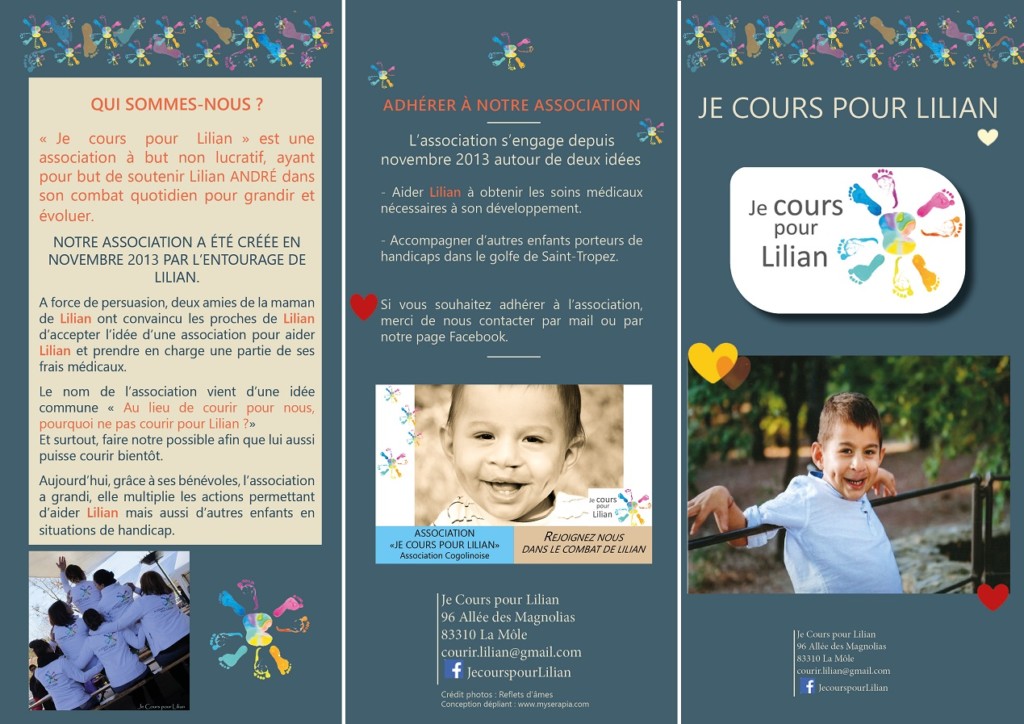 Flyer pour l'association Je Cours pour Lilian