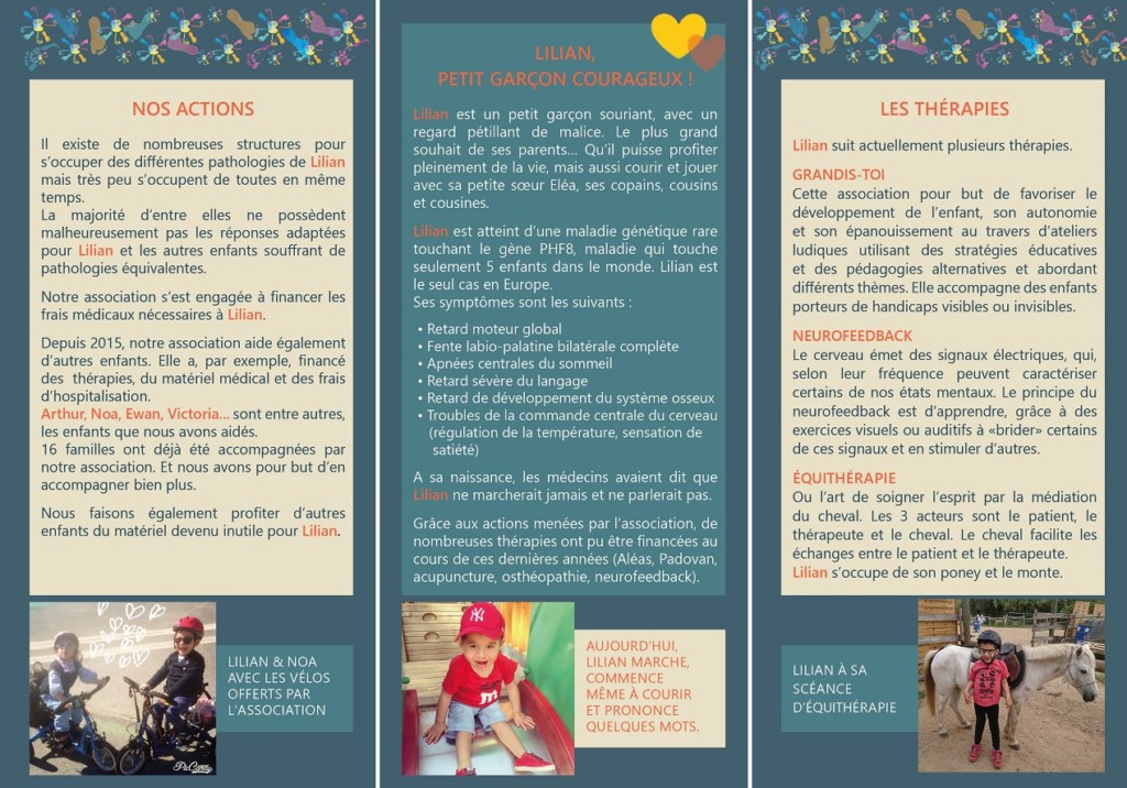 Flyer pour l'association Je Cours pour Lilian